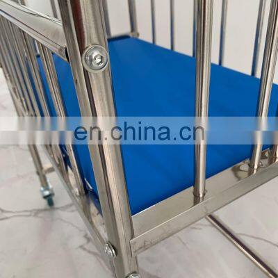 Hospital Used Stainless Operating Steel Baby Bed With Mattress