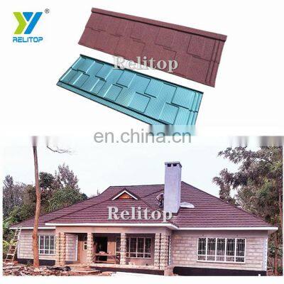 Sunset Red Color Shingle Design Relitop Stone Coated Metal Roofing Tile 0.35MM 0.4MM 0.5MM Aluminum Zinc Steel Plate