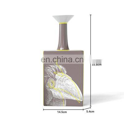 Modern Creative Bird Head Painting Handmade Ceramic Flower Vase Porcelain Home Decor