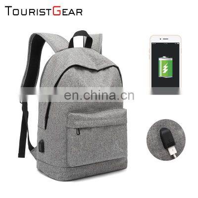 Polyester Custom Branded Fashion Travel Unisex USB Charging Backpack