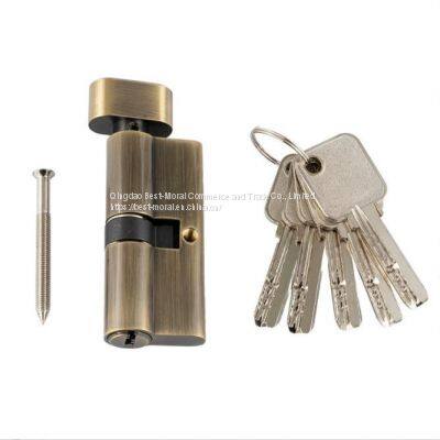 Antique Brass Color Oval Shaped Thumbturn Single Open Euro Profile Brass Lock Cylinder photo-5