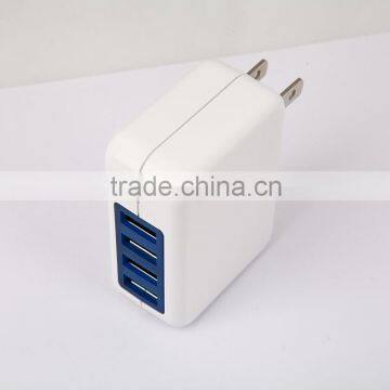 2014 New Product USB Travel Charger With White Shell 4 Port Blue USB Connector photo-4