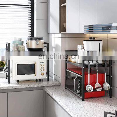 Extendable Heavy Duty Metal Pantry Shelf Space Riser Stand Storage Organizer Adjustable Microwave Oven Rack for Kitchen Counter photo-2