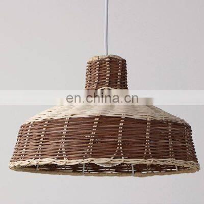 Brown Rattan Pendant Light Handmade Lampshade Natural Hanging Light