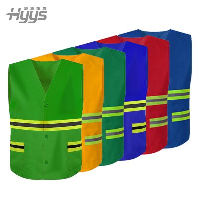 Road construction reflective work suit vest without sleeves and pockets, high gloss reflective style