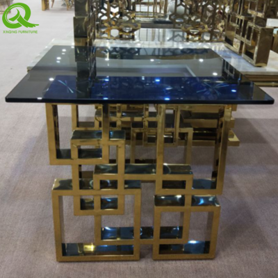 Luxury Wedding Party Hotel Furniture Gold stainless Steel Glass Side Table