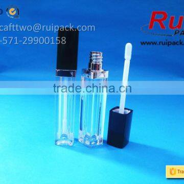 Clear Square Lip Gloss Tube With Matte Black Brush Cap, Transparent Square Lip Cream Case photo-3