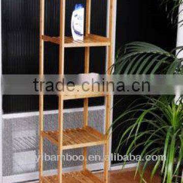 Natural Bamboo Bathroom Tower 5-Shelf Towel Storage Rack