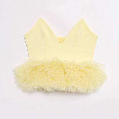 2025 Fashion Puff Bottom Silk Mesh Elastic Top