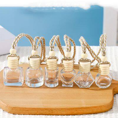 New Design 10ml Car Hanging Air Fresher Custom Color Empty Glass Perfume Diffuser Bottle With Wooden Lid photo-5