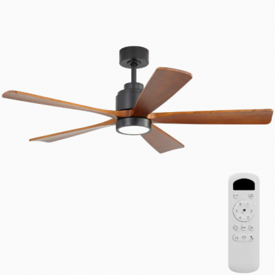 Ventilateur luminaire américain à pales droites de 52 pouces / Ventilateur luminaire de plafond en bois massif / Ventilateur luminaire à fréquence variable silencieux pour la salle de séjour et la salle à manger (Wechat : 13510231336)