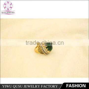 2015 Yiwu New Product Gold Plated Ring With the Earth`s Surface Oval Flat Imitation Jade photo-3