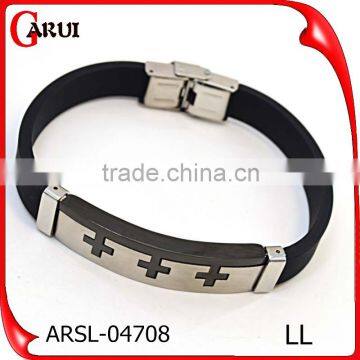 Fashion Bracelet Silicone Wristband Cross Steel Silicon Bracelet photo-4