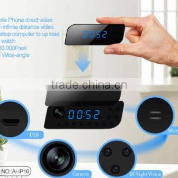Wide View Angle Pinhole Design Table Clock Indoor Wifi Hidden Camera photo-3