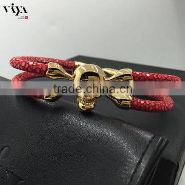 2016 New Arrival Buckle Red Stingray Leather Bracelet, 361l Stainless Steel Stingray Bracelet With 18k Gold Metal