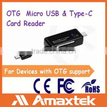 High power Multi in one Hot Sale Micro USB & USB C Type Card Reader