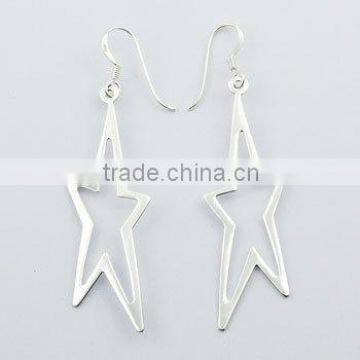 Shiny Stretched Stars Sterling Silver Earrings