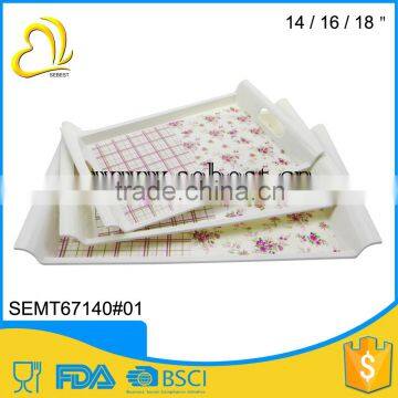 high quality plastic melamine serving square tea tray set