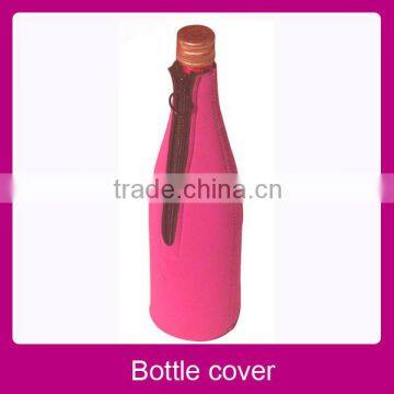 Pink Insulated wine bootle sleeve with zipper