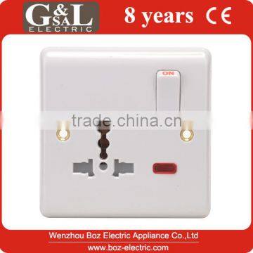 1 gang wall socket with neon/13A Multi Function Switched socket with light Hot sale Wall Switch, British Standard
