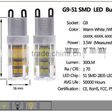 New Design SMD 2835 G9 AC 110/220V 3.5w LED Corn Bulb Light photo-6