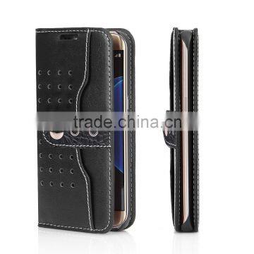 Faddist West Jean Series PU Leather Wallet Case With Card Slot for S7edge Flip Holder Leather Cover With Buckle For S7edge