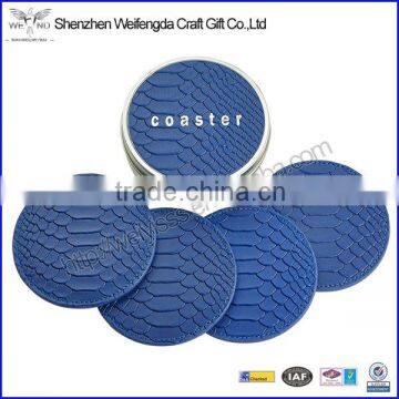 Excellent Fancy Round Alligator Pattern Leather PU Coaster Set