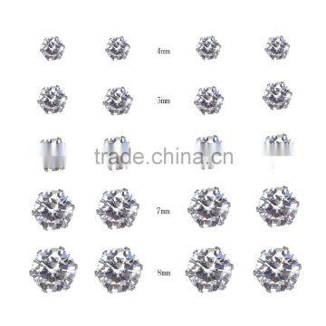 Fantasy Clear Color Cubic Zirconia 316L Hypoallergenic Stainless Steel Stud Earring Jewelry Earrings Set 10Pairs/Bag