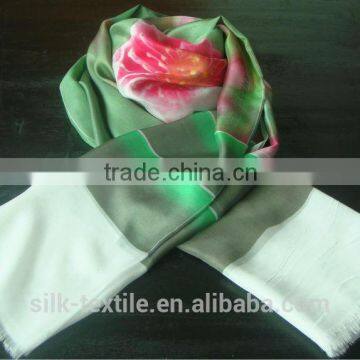 pongee 5 digital printing scarves in wintersweet pattern                        
                                                                                Supplier's Choice