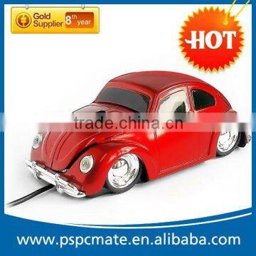 4 color beetle car shape mouse hot-selling wired car shape computer mouse for retail or promostional project