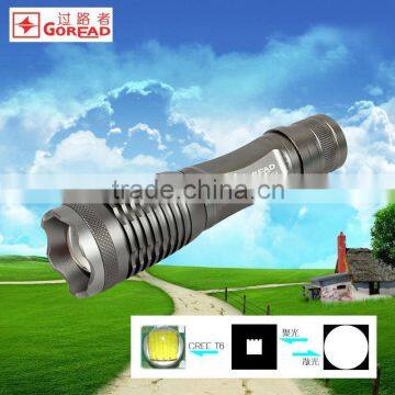 GOREAD Y19 silver aluminum T6 flashlight focusable rechargeable high bright 18650 led torch                        
                                                Quality Choice