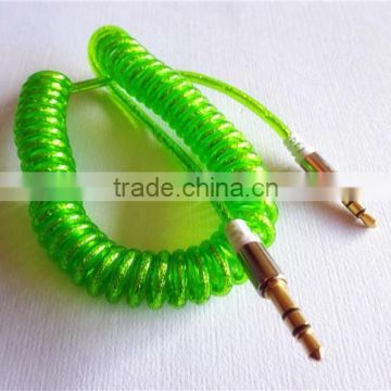 fashion audio/DC3.5MM transparent spiral gold-plated cable