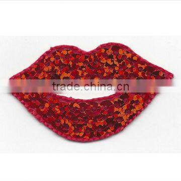 Red Sequin Lips-Iron On Embroidered / Sequined Applique/Girly and Fashion sequin design