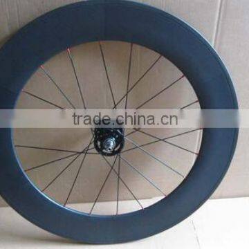Carbon Bicycle Wheel With Hubs and Clincher 88mm Superlight Carbon Fixed Gear Front Tubular Wheel Set Basalt Braking
