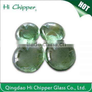 Dark Green colored flat back fire glass gemstone for fire pit deocration