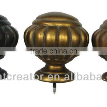 Bronze/Gold Leaf/Mahogany Fluted Ball Finials Curtain Accessories