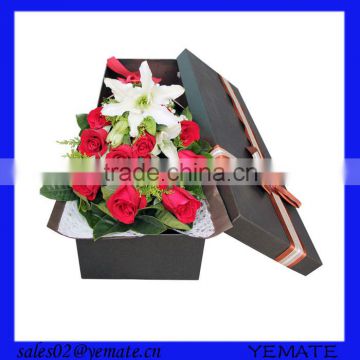 High quality handmade recycled cardboard pape black flower box with lid&base type