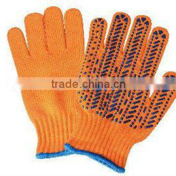 Polyeser knitted gloves with pvc dots on palm