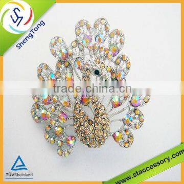 ew Design peacock Shape Costume Rhinestone Brooches Wholesale In Factory