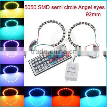 RGB Color 104mm DC12V Black PCB Semi Circle 5050 Smd Angel Eyes Auto Parts German Cars photo-2