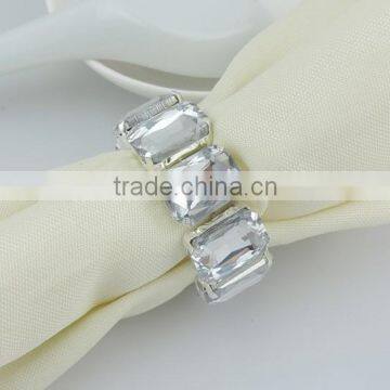 Wholesale Square Shape Crystal Acrylic Stones Wedding Napkin Ring photo-3