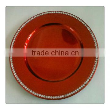 Decorative plastic beaded charger plates