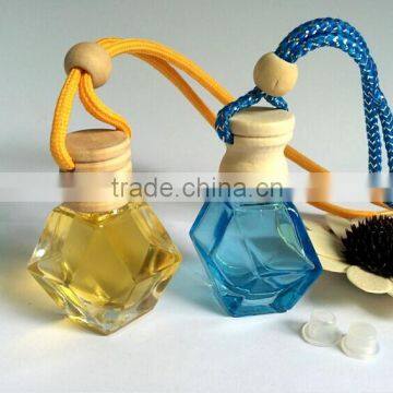 Hanging car perfume bottle with wooden cap