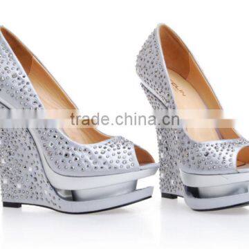 One pair Sample availble High wedges Large size women shoes handmade crystal shoes women