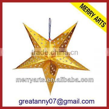 new selling hanging door paper star christmas star decoration cheap gold lucky star paper wholesale