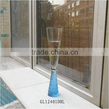 heavy blue shot stem glass champagne flutes