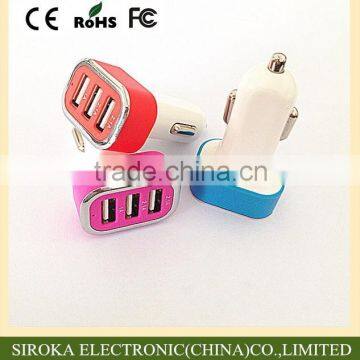 With IC chip USB universal car charger 5V 5.2A 3 USB port car charger for iPhone Android phones