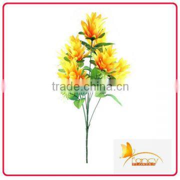7 heads artificial flowers arrangements in vase