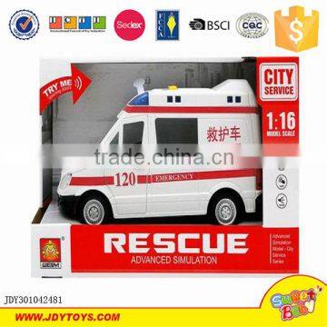 New products friction plastic ambulance toy with music and lights