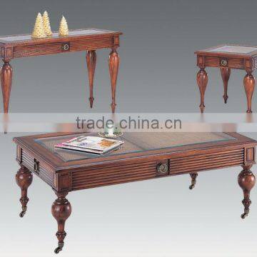 CF30005 Country Rattan Glass Turned Leg Coffee End Sofa Console Table and Table Set